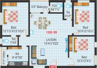  Shree Venkateswara Arcade (3BHK+3T (1,550 sq ft) 1550 sq ft)