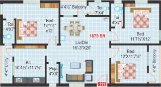  Shree Venkateswara Arcade (3BHK+3T (1,675 sq ft) + Pooja Room 1675 sq ft)