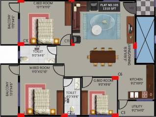 Manjunatha Properties Manjunatha Classic (3BHK+2T (1,310 sq ft) 1310 sq ft)