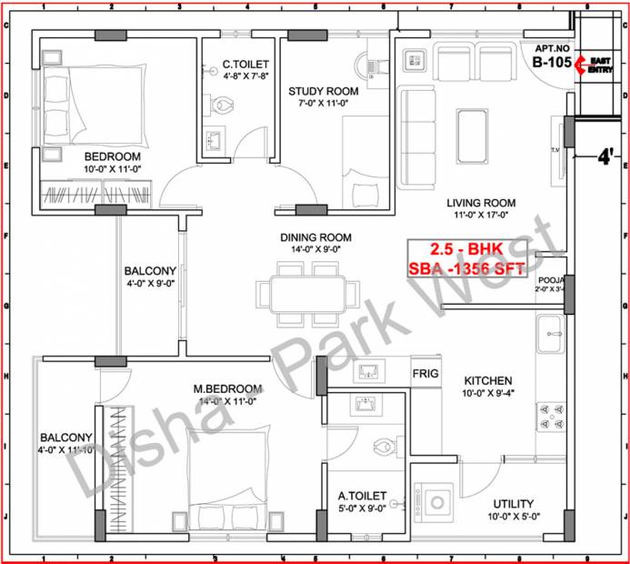 Disha Park West (2BHK+2T (1,356 sq ft) + Study Room 1356 sq ft)