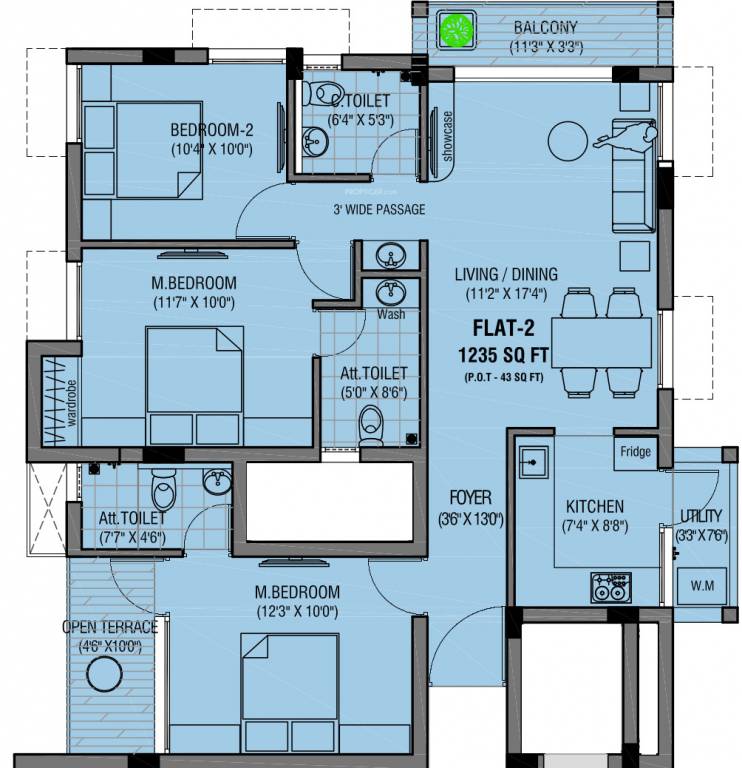 Rahul Flat Developers Sai Sangeeth (3BHK+3T (1,235 sq ft) 1235 sq ft)