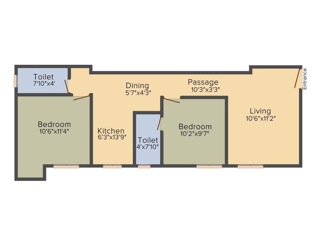 Sugam Habitat (2BHK+2T (993 sq ft) 993 sq ft)