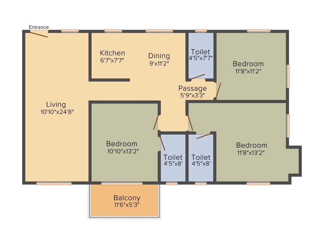 Sugam Habitat (3BHK+3T (1,584 sq ft) 1584 sq ft)