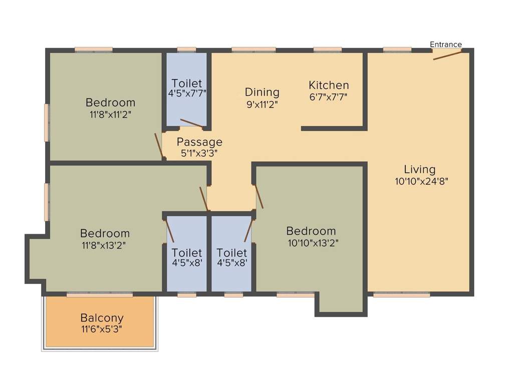 Sugam Habitat (3BHK+3T (1,597 sq ft) 1597 sq ft)