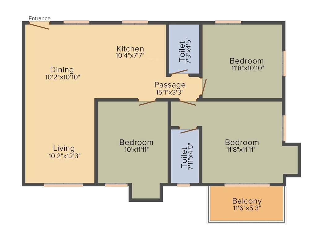 Sugam Habitat (3BHK+2T (1,316 sq ft) 1316 sq ft)