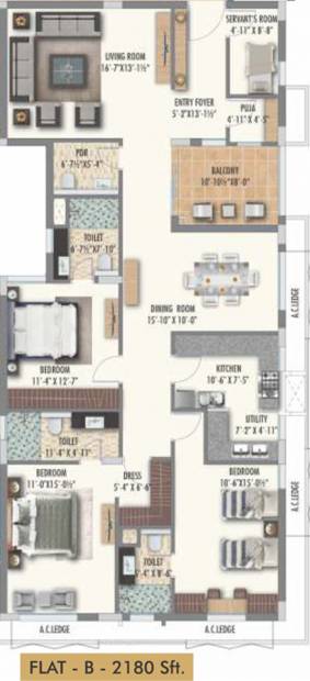 Shaurya Constructions Mangalagiri One (3BHK+4T (2,180 sq ft) + Servant Room 2180 sq ft)