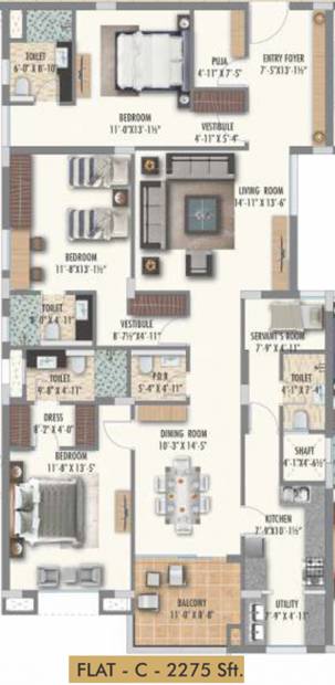 Shaurya Constructions Mangalagiri One (3BHK+4T (2,275 sq ft) + Servant Room 2275 sq ft)