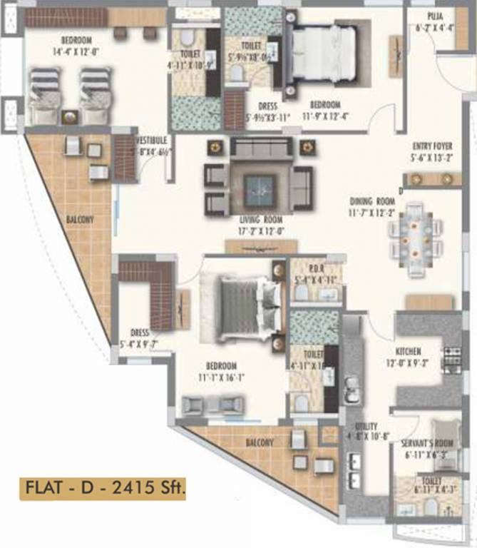 Shaurya Constructions Mangalagiri One (3BHK+4T (2,415 sq ft) + Servant Room 2415 sq ft)