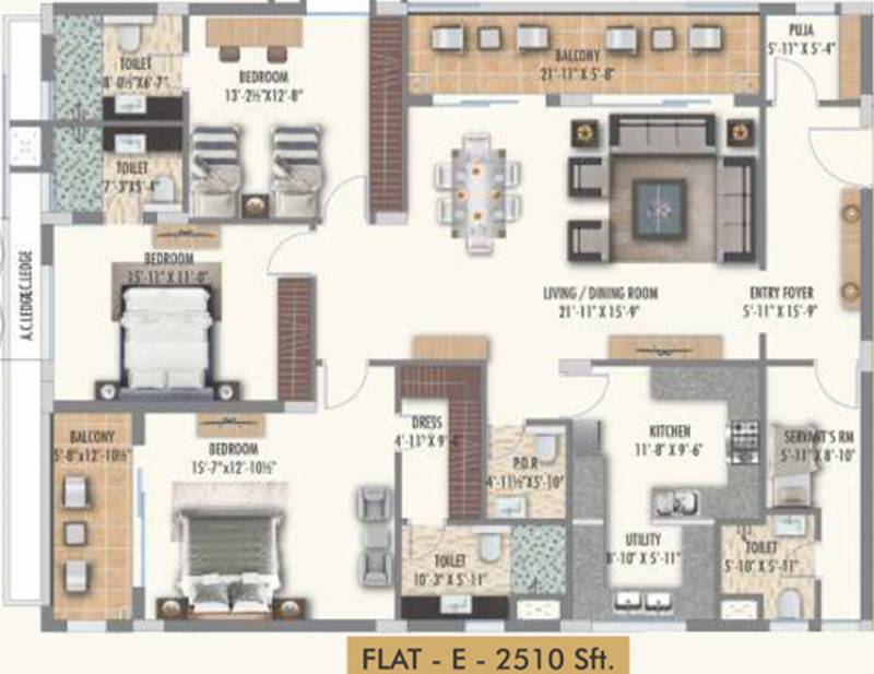Shaurya Constructions Mangalagiri One (3BHK+4T (2,510 sq ft) + Servant Room 2510 sq ft)