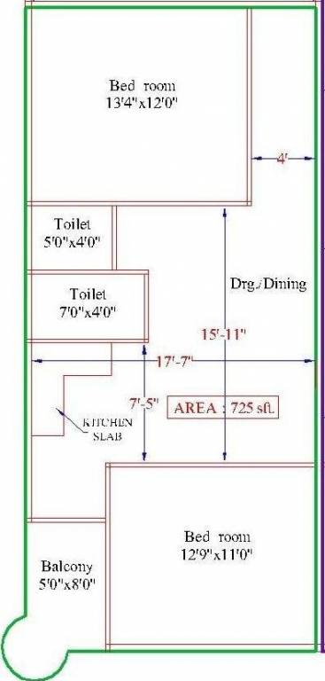 Apex Radha Krishna Complex (2BHK+2T (725 sq ft) 725 sq ft)