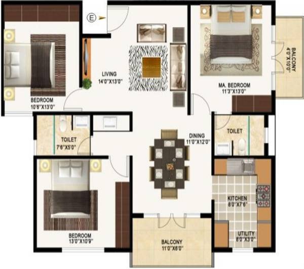  Golden Heights (3BHK+2T (1,469 sq ft) 1469 sq ft)