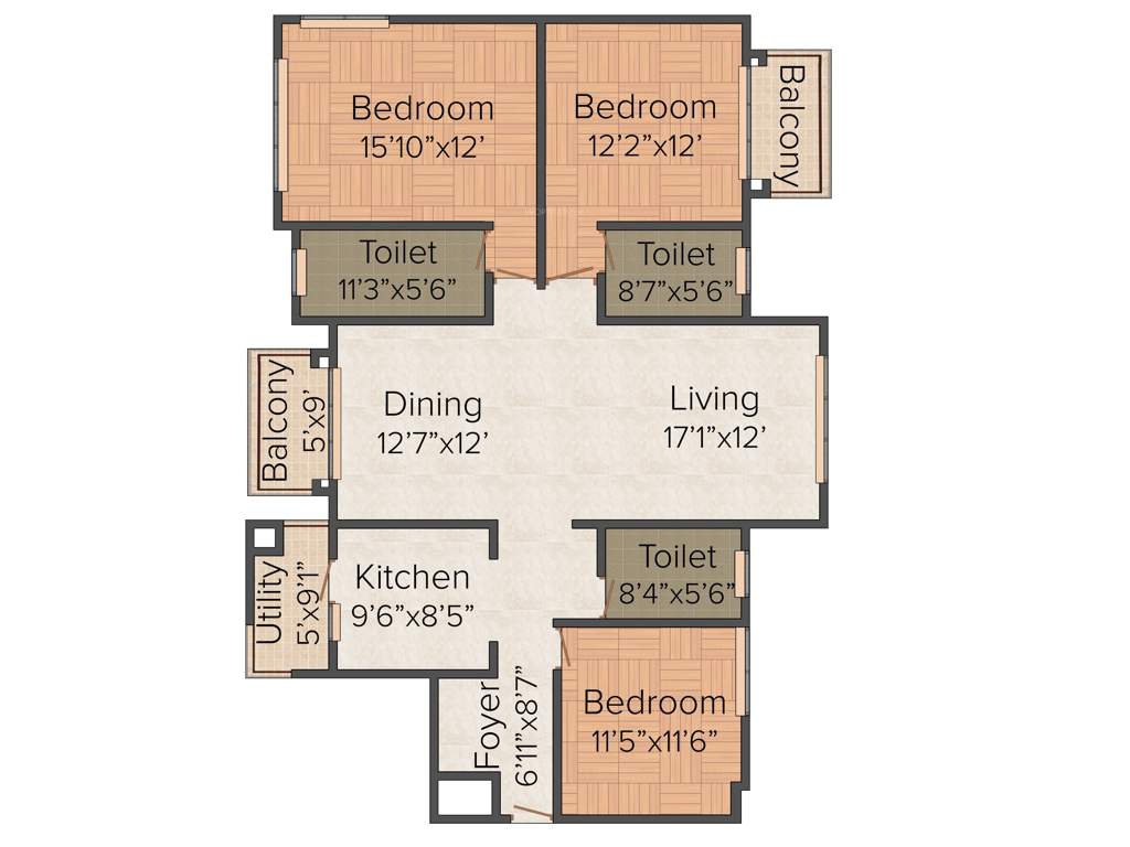 Pashmina Waterfront (3BHK+3T (1,880 sq ft) 1880 sq ft)