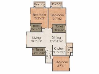 Pashmina Waterfront (3BHK+3T (1,812 sq ft) 1812 sq ft)