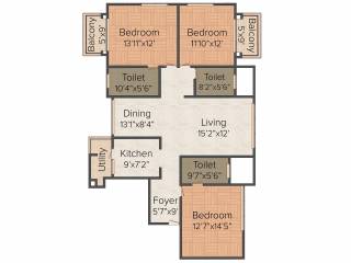 Pashmina Waterfront (3BHK+3T (1,779 sq ft) 1779 sq ft)