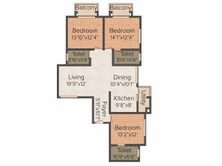 Pashmina Waterfront (3BHK+3T (1,918 sq ft) 1918 sq ft)