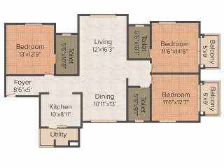 Pashmina Waterfront (3BHK+3T (1,864 sq ft) 1864 sq ft)
