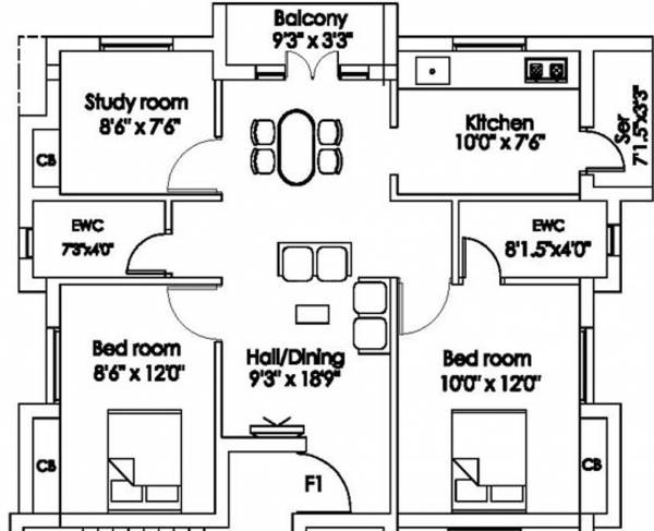 Vinod Orchid (3BHK+2T (1,380 sq ft) 1380 sq ft)