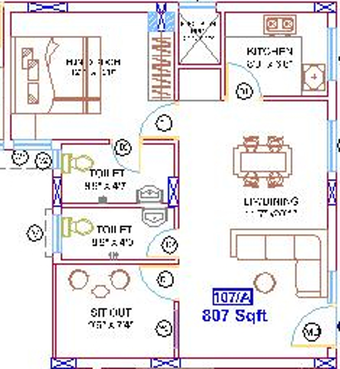 Saket Pranamam (1BHK+2T (807 sq ft) 807 sq ft) Saket Pranamam (1BHK+2T (807 sq ft) 807 sq ft)