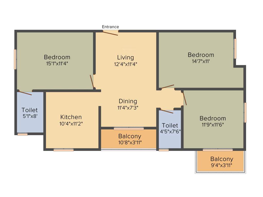 Jones Blazia (3BHK+2T (1,477 sq ft) 1477 sq ft)