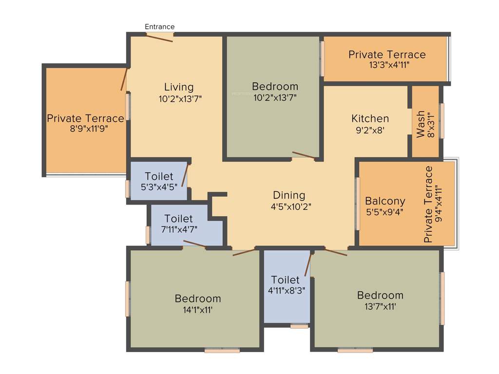 Jones Blazia (3BHK+3T (1,528 sq ft) 1528 sq ft)