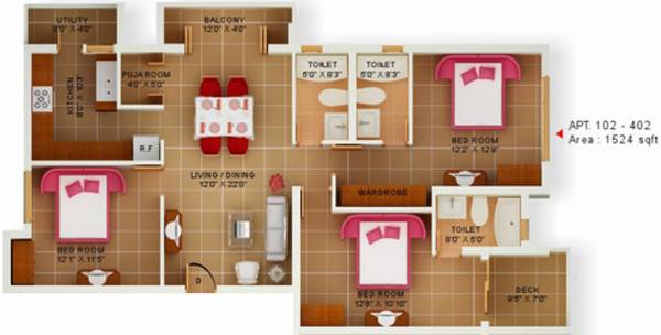 Asvini Annora (3BHK+3T (1,524 sq ft) + Pooja Room 1524 sq ft)