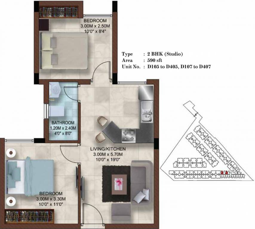 Casagrand Bellissimo (2BHK+1T (590 sq ft) 590 sq ft)