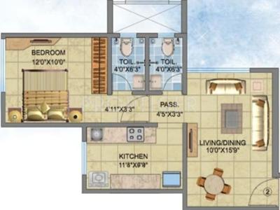 DV Fressia Heights (1BHK+2T (690 sq ft) 690 sq ft)
