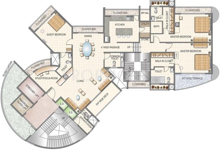 Mahaavir Universal Ratan Floor Plan (6BHK+6T + Study Room)