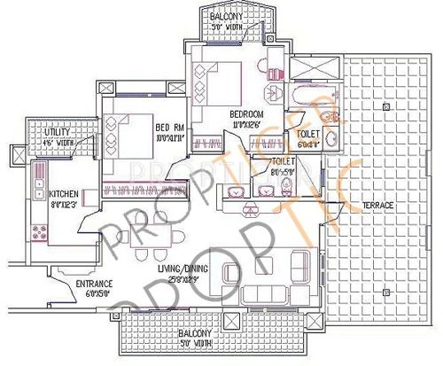 Purva Purva Fountain Square (2BHK+2T (1,361 sq ft) 1361 sq ft)