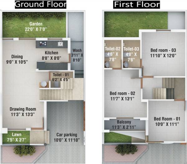 Pratham Riviera Villas (3BHK+3T (1,431 sq ft) 1431 sq ft)