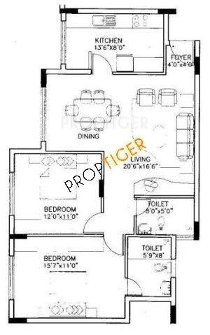 Purva Purva Riviera (2BHK+2T (1,350 sq ft) 1350 sq ft)