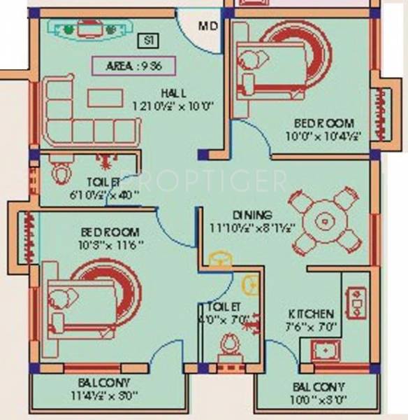 Mehta Sneham (2BHK+2T (936 sq ft) 936 sq ft)