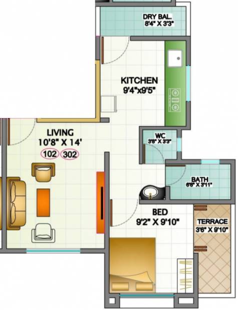  Saiyog Residency (1BHK+1T (414 sq ft) 414 sq ft)