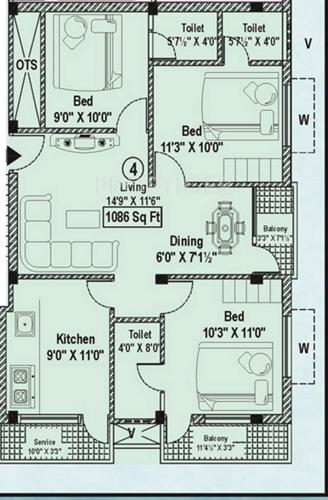 Mehta Madhuvan (3BHK+3T (1,086 sq ft) 1086 sq ft)