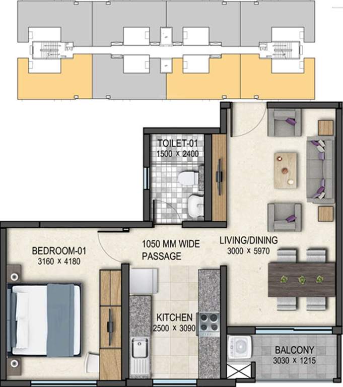 Sobha Palm Springs (1BHK+1T (746 sq ft) 746 sq ft)