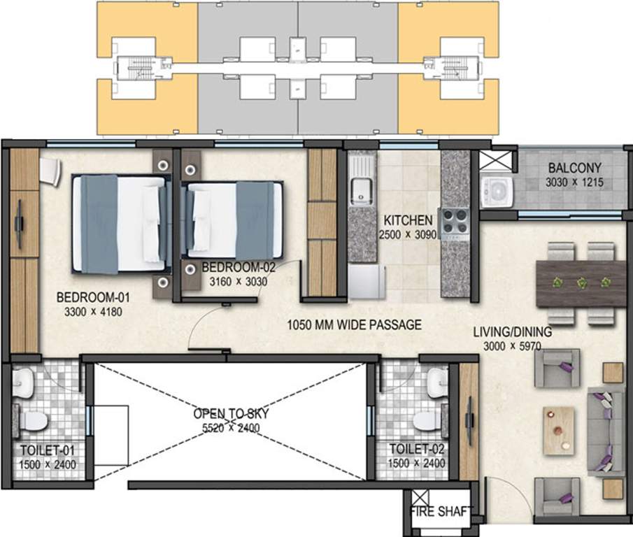 Sobha Palm Springs (2BHK+2T (1,012 sq ft) 1012 sq ft)