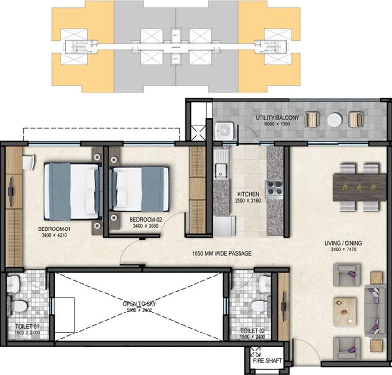 Sobha Palm Springs (2BHK+2T (1,210 sq ft) 1210 sq ft)