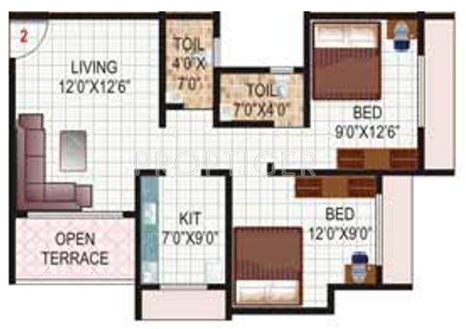 5P Sneh Residency (2BHK+2T (1,010 sq ft) 1010 sq ft)