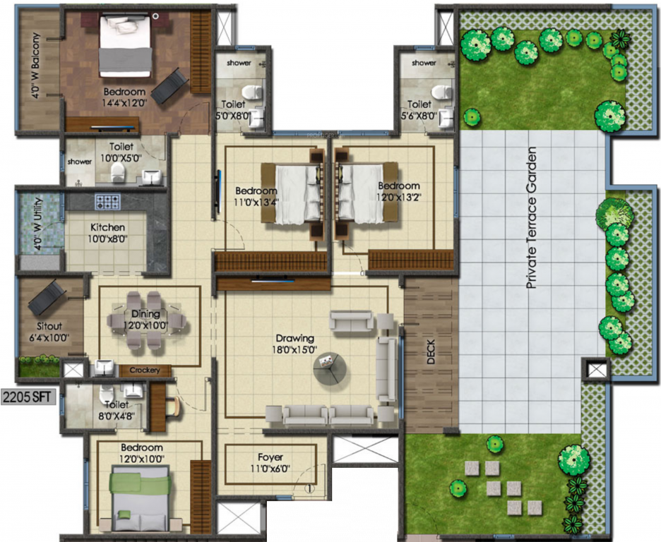 DSR Eden Greens (4BHK+4T (2,205 sq ft) 2205 sq ft)