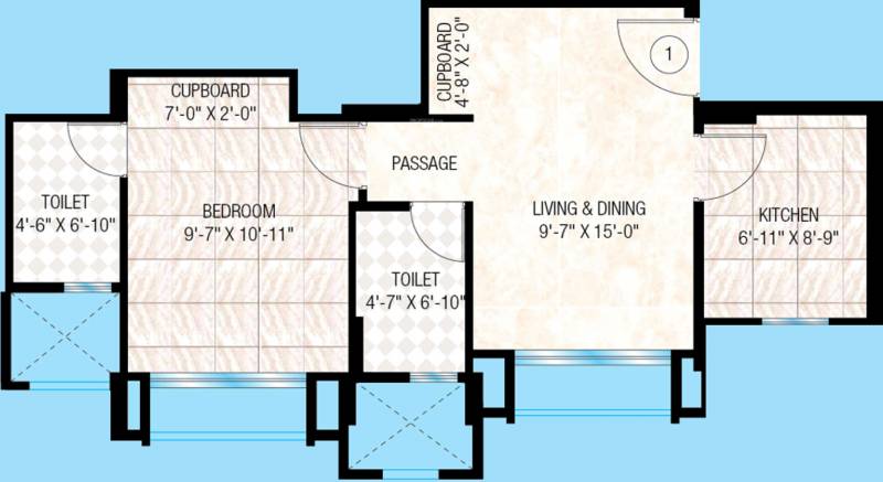 Hiranandani Fortuna B (1BHK+1T (403 sq ft) 403 sq ft)