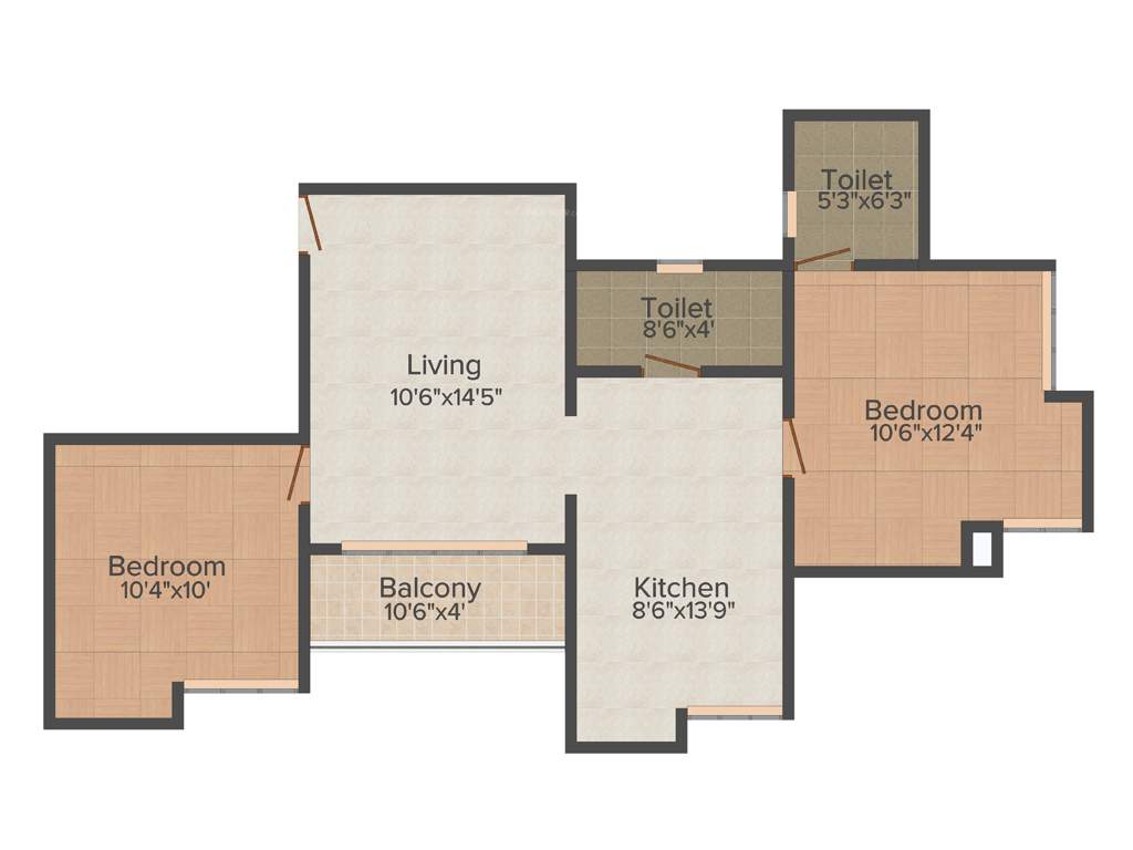 Bora Ville (2BHK+2T (877 sq ft) 877 sq ft)