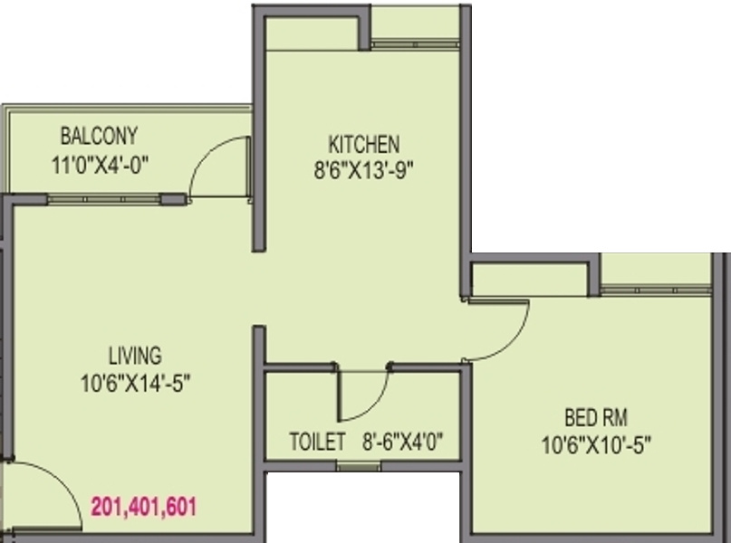 Bora Ville (1BHK+1T (631 sq ft) 631 sq ft)