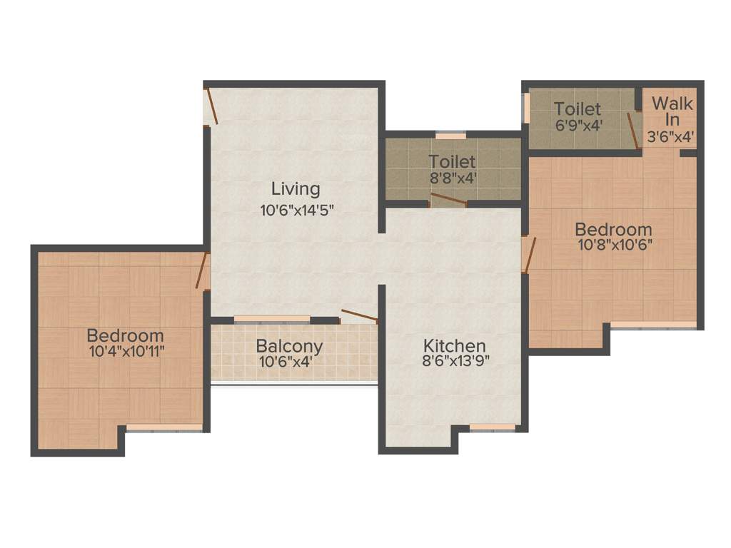 Bora Ville (2BHK+2T (855 sq ft) 855 sq ft)