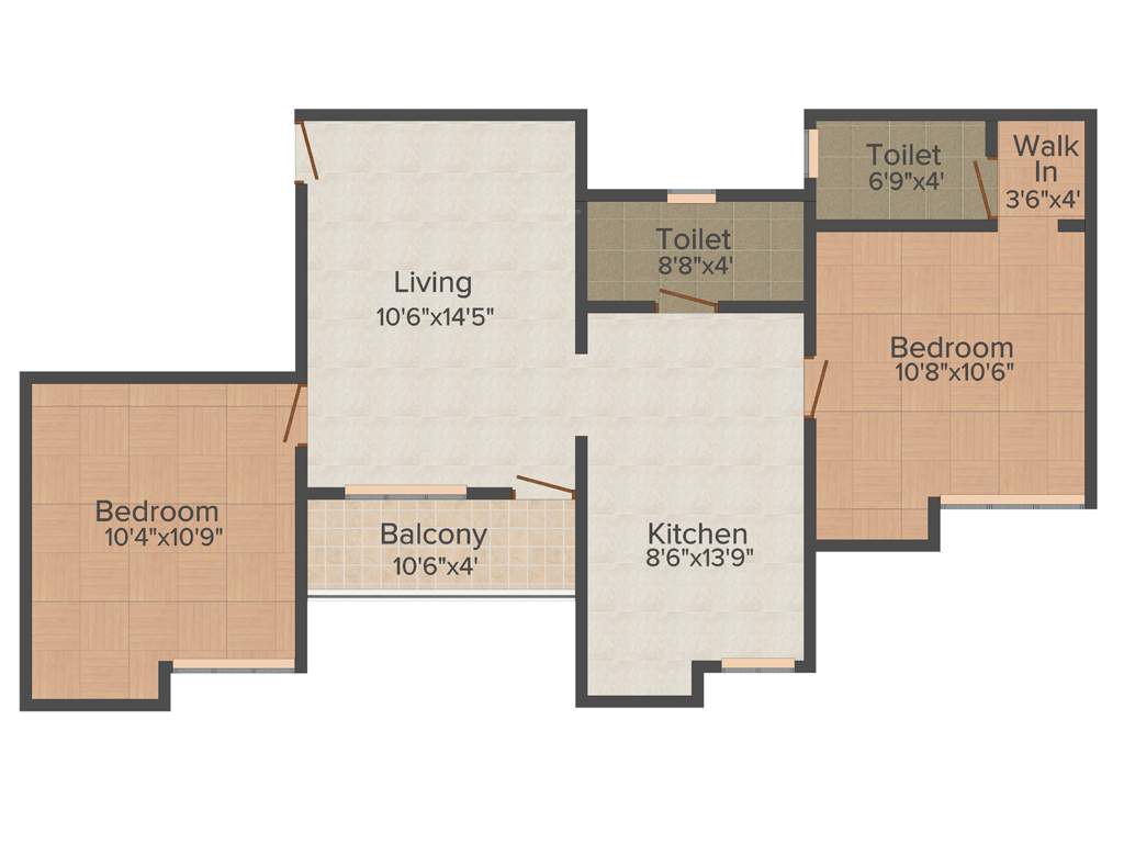 Bora Ville (2BHK+2T (853 sq ft) 853 sq ft)