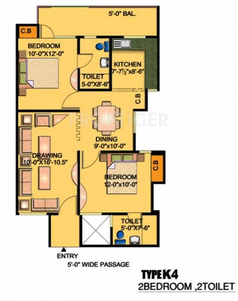 Express Builders Garden Floor Plan (2BHK+2T)