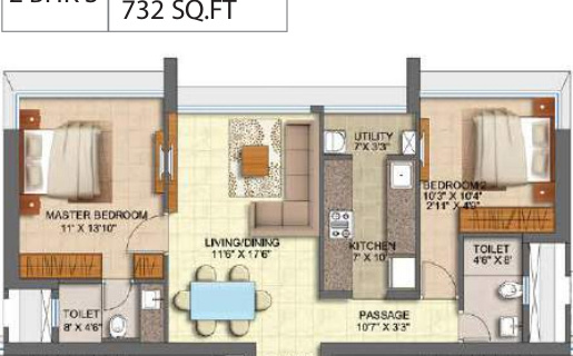 Runwal Forest Tower 1 To 4 (2BHK+2T (731.62 sq ft) 731.62 sq ft) Runwal Forest Tower 1 To 4 (2BHK+2T (731.62 sq ft) 731.62 sq ft)