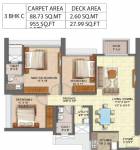Runwal Forest Tower 5 To 8 (3BHK+3T (955.08 sq ft) 955.08 sq ft)