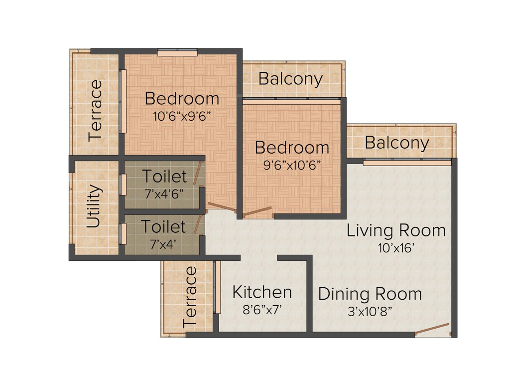 Vub Veermaa Paradise (2BHK+2T (1,109 sq ft) 1109 sq ft)