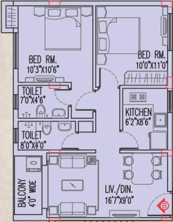Magnolia Prestige (2BHK+2T (863 sq ft) 863 sq ft)