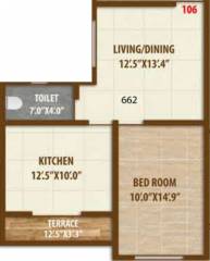 Pristine Village Residency 3 (1BHK+1T (662 sq ft) 662 sq ft)